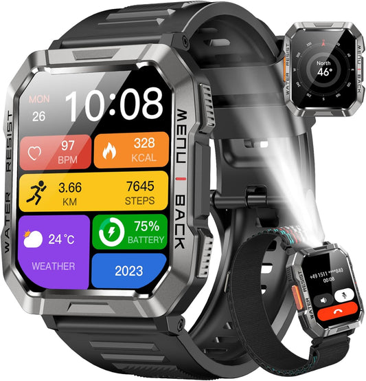 Blackview Rugged Smartwatch for Men – Bluetooth Call, 2.01'' Fitness Tracker, 900mAh