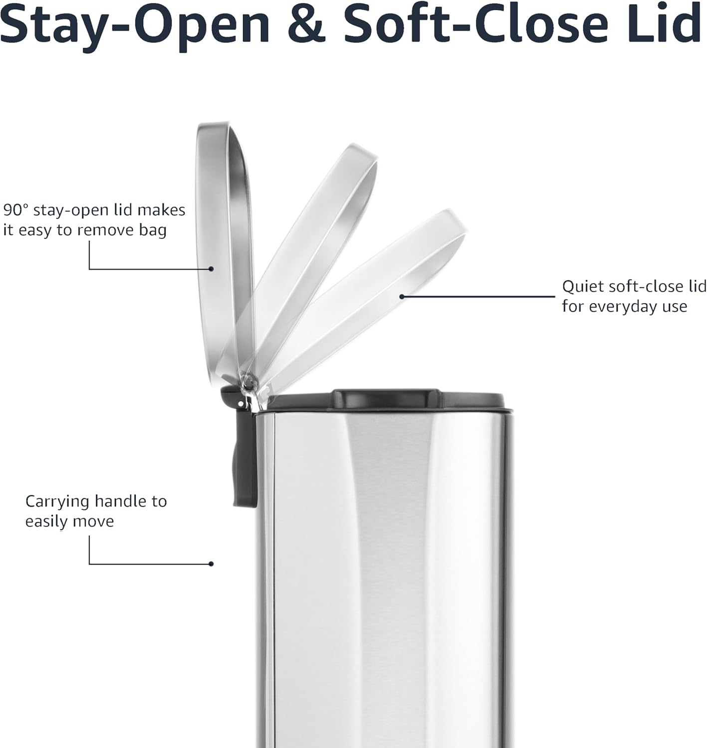 30L Soft-Close Rectangular Kitchen Bin with Steel Pedal – Satin Nickel Finish