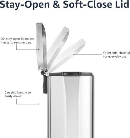 30L Soft-Close Rectangular Kitchen Bin with Steel Pedal – Satin Nickel Finish