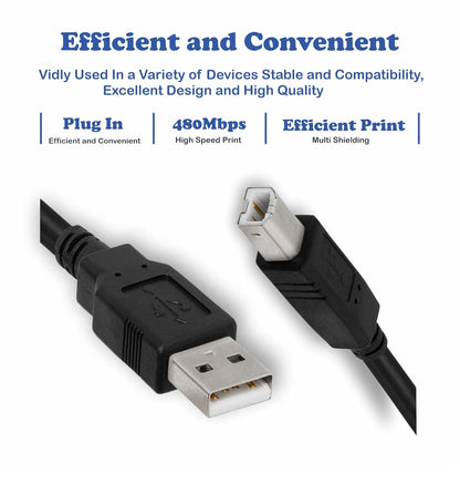 USB Printer Cable 2M,USB 2.0 Type A to Type B High-Speed Data Transfer Compatible with All USB Printers, Scanners and Other Devices Premium Durable Design,Printer Cable for HP,Dell,Canon,Samsung
