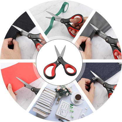 LIVINGO 2 Pack 8" Titanium Non-Stick Scissors, Professional Stainless Steel Comfort Grip, All-Purpose, Straight Office Stationery Craft Paper Fabric Household Sharp Shears Set for DIY(Red/Black)