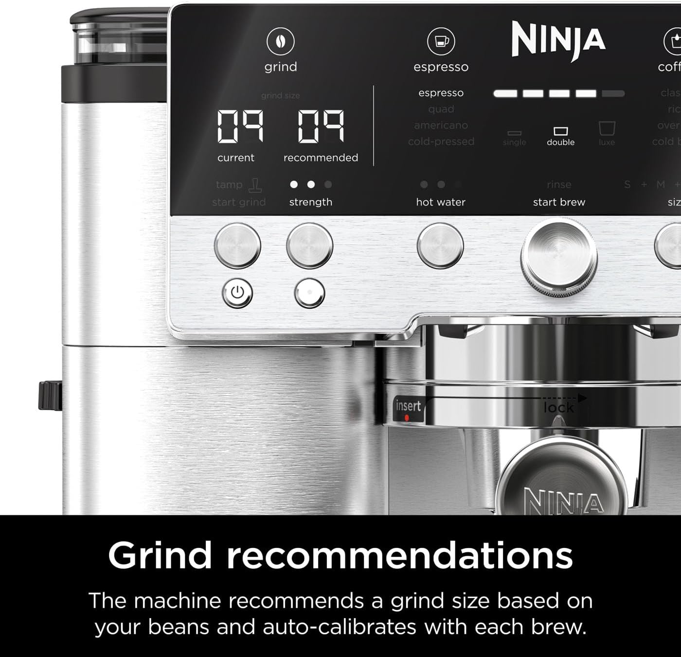 Ninja Luxe 3-in-1 Coffee Machine with Grinder & Frother – Espresso, Latte, Cappuccino & Cold Brew