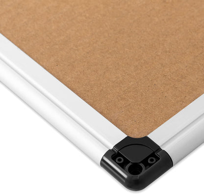 Basics Aluminum Frame Cork Notice Rectangular Board, 90cm x 60cm, Silver