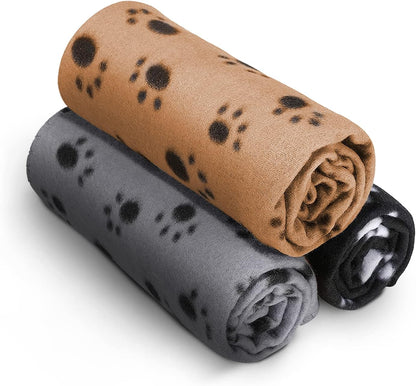 3 Pack Soft Flannel Pet Blankets - Machine Washable, Lightweight, Cozy for Dogs & Cats