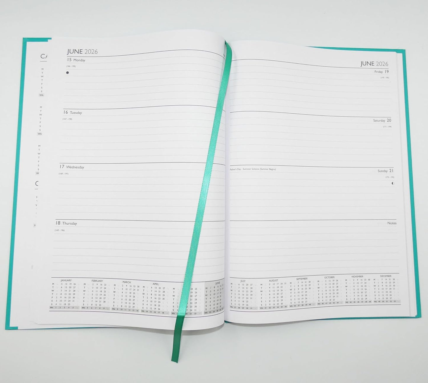 2026 A4 Week to View Diary Colour Fashion A4 2026 WTV Year Planner Desk Diary Ribbon Marker, Turquoise