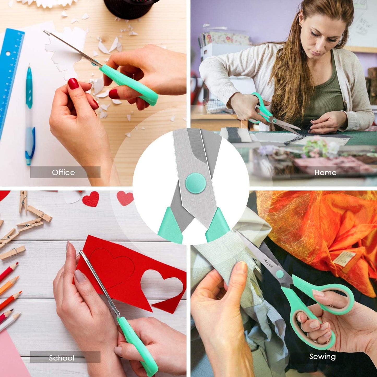 8'' Multipurpose Scissors 3-Pack – Sharp, Heavy Duty for Home, Office, School & Sewing