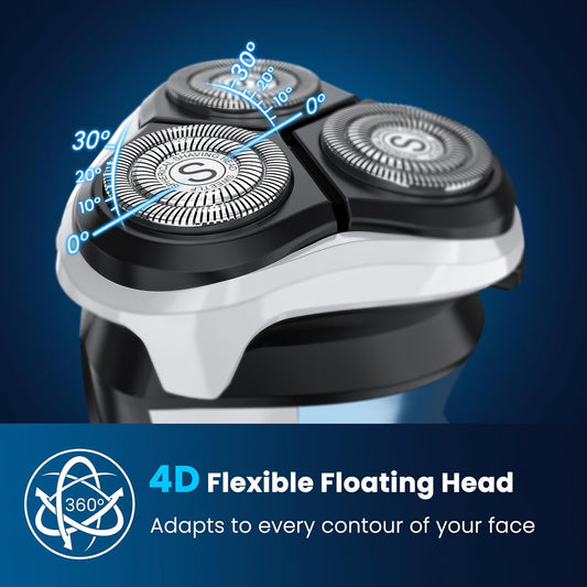 SweetLF Electric Shaver for Men – 100% Waterproof, LED, Pop-up Trimmer, 120 Min Use
