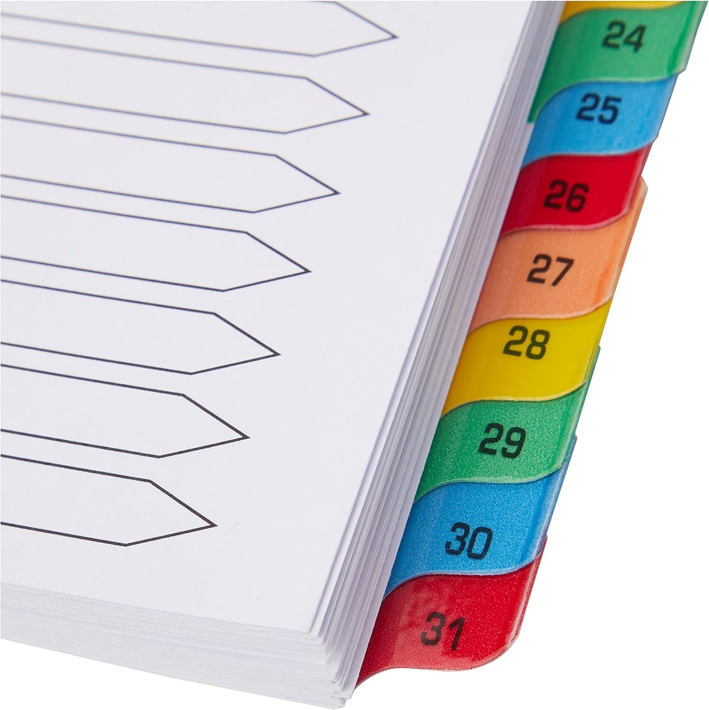 Q-Connect A4 1-31 Divider Tabs – Multicolour, Reinforced, Punched (Pack of 3)