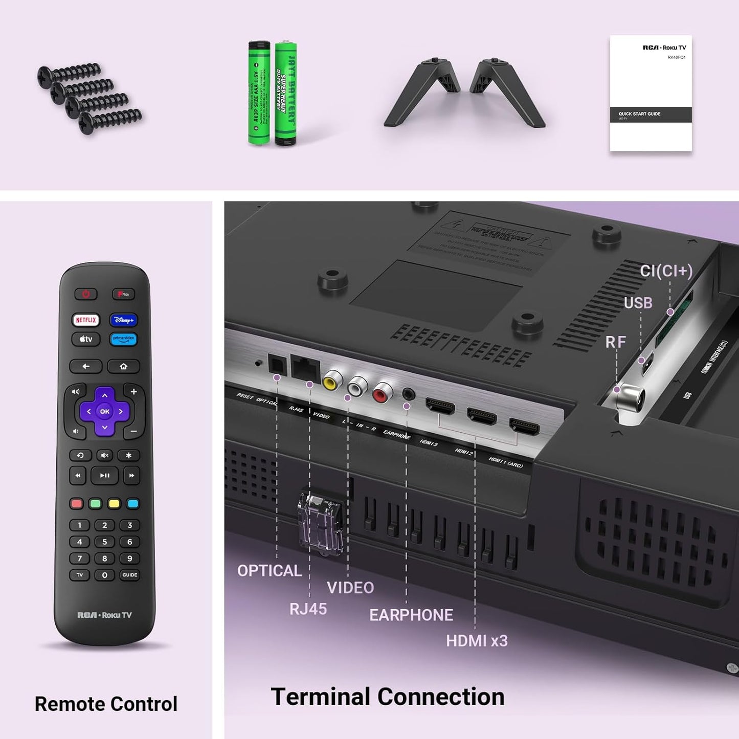 Roku TV 40" FHD Smart TV, RK40FQ1 40 Inch TV with Apple TV+ BBC Netflix Freeview, HDR Dolby Audio HDMI USB Port, Large Screen TV for Living Room