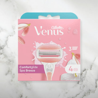Gillette Venus Spa Breeze Razor Refills for Women – 4 Comfortglide Blades Pack