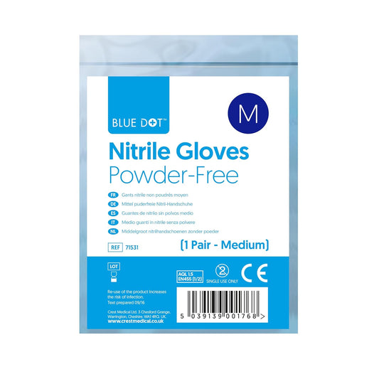 Blue Dots Nitrile Gloves (Pair) – Non-sterile – Latex-free – Smooth Examination Gloves - Medium (50)