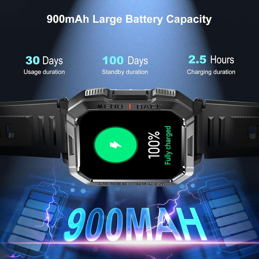 Blackview Rugged Smartwatch for Men – Bluetooth Call, 2.01'' Fitness Tracker, 900mAh