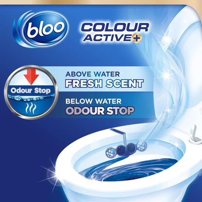 Bloo Toilet Rim Block, Bleach & Anti-Limescale, Fresh Scent, Pack of 2 Blocks