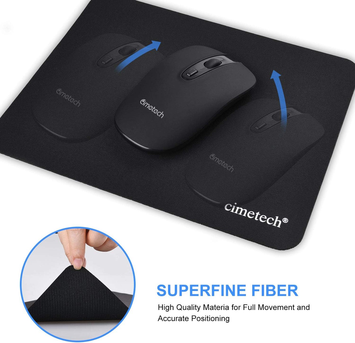 Cimetech Ultra-Thin Mouse Pad 23x18cm – Non-Slip, Washable, Smooth & Durable