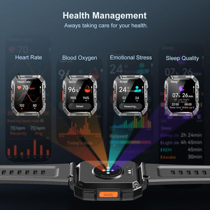 Blackview Rugged Smartwatch for Men – Bluetooth Call, 2.01'' Fitness Tracker, 900mAh
