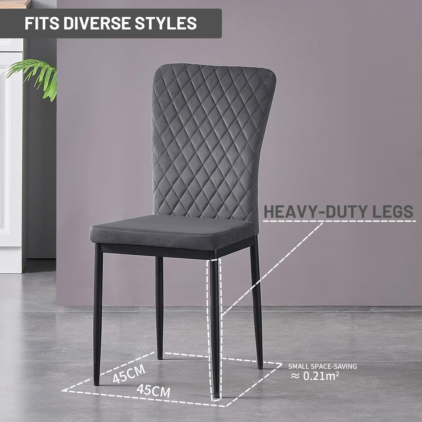 Modern Upholstered Dining Chairs Set of 4/6/8 – High Back, Metal Legs, Multi-Color