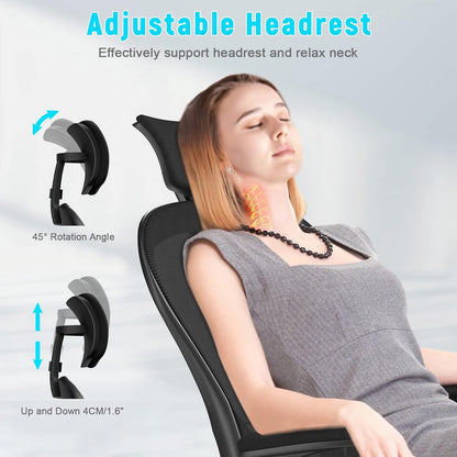 Ergonomic High Back Office Chair with Lumbar Support & Flip-Up Arms for Home Desk