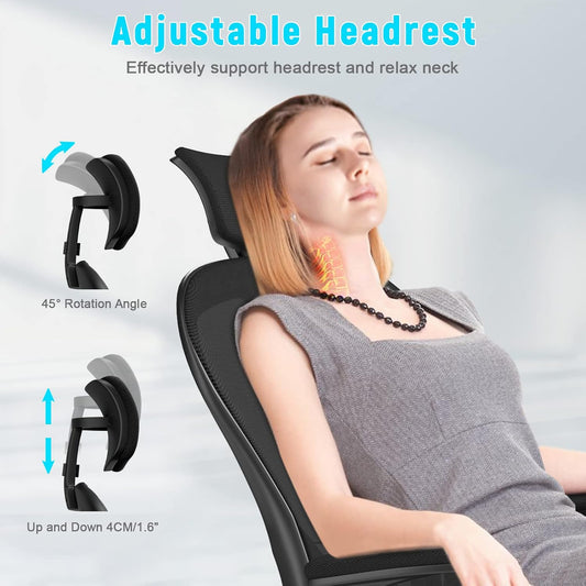 Ergonomic High Back Office Chair with Lumbar Support & Flip-Up Arms for Home Desk
