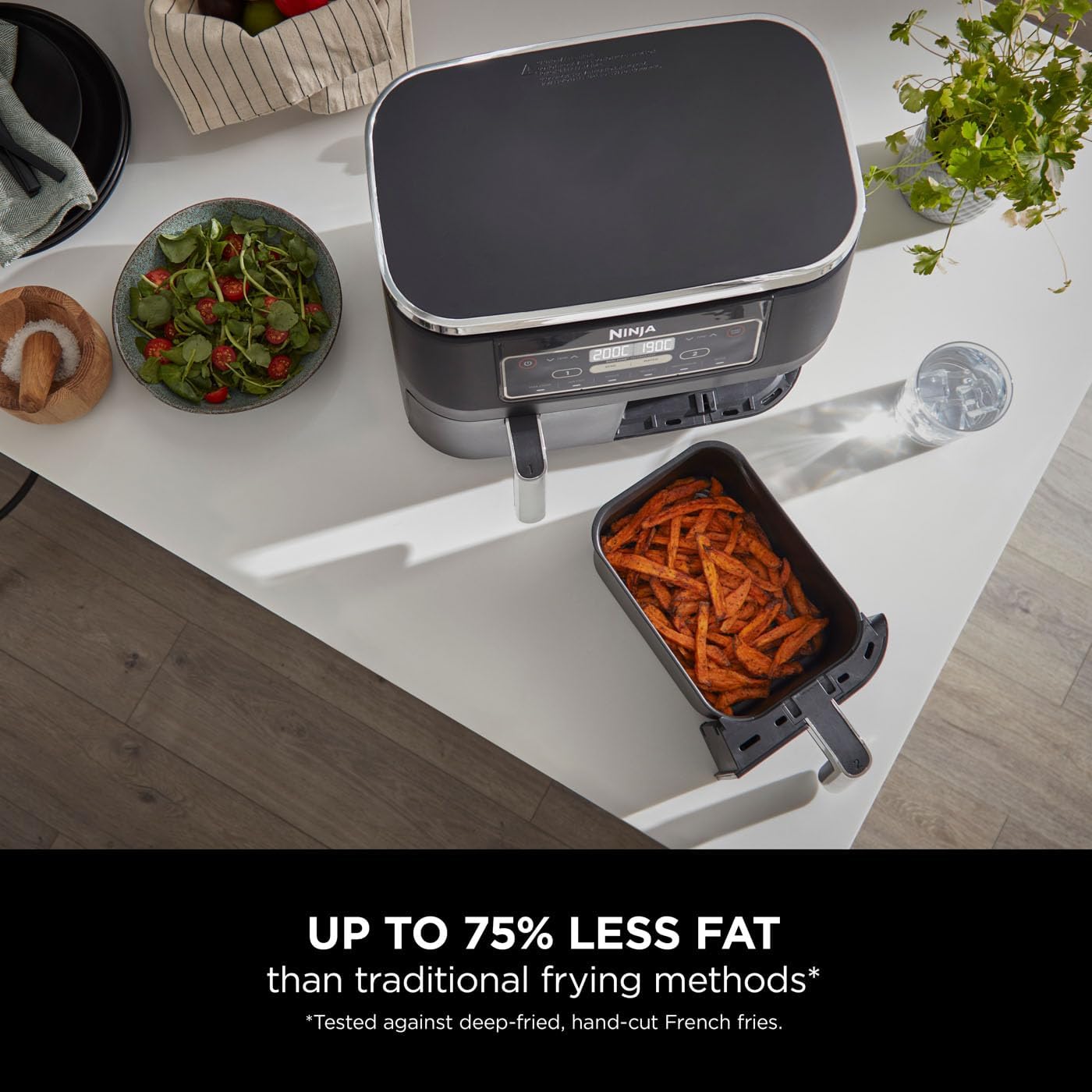 Ninja Dual Zone Air Fryer 7.6L – 6-in-1, No Oil, 2 Drawer, Non-Stick, AF300UK