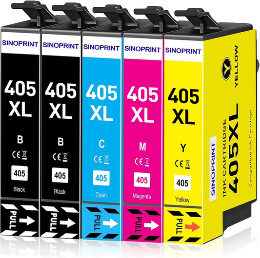 405XL Ink Cartridges Compatible with Epson 405 XL Ink for WorkForce Pro WF-4820 WF-4830 WF-7830 WF-7840 WF-3820 WF-3825 WF-7310 WF4820 WF4830 WF3820 WF7830 WF7840 Printer (5-Pack)