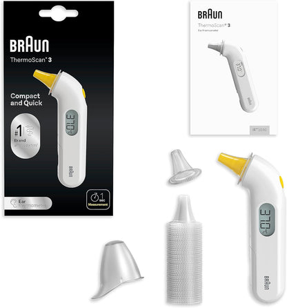 Braun ThermoScan 3 Ear Thermometer – 1s Read, Fever Alert, Baby & Doctor Trusted