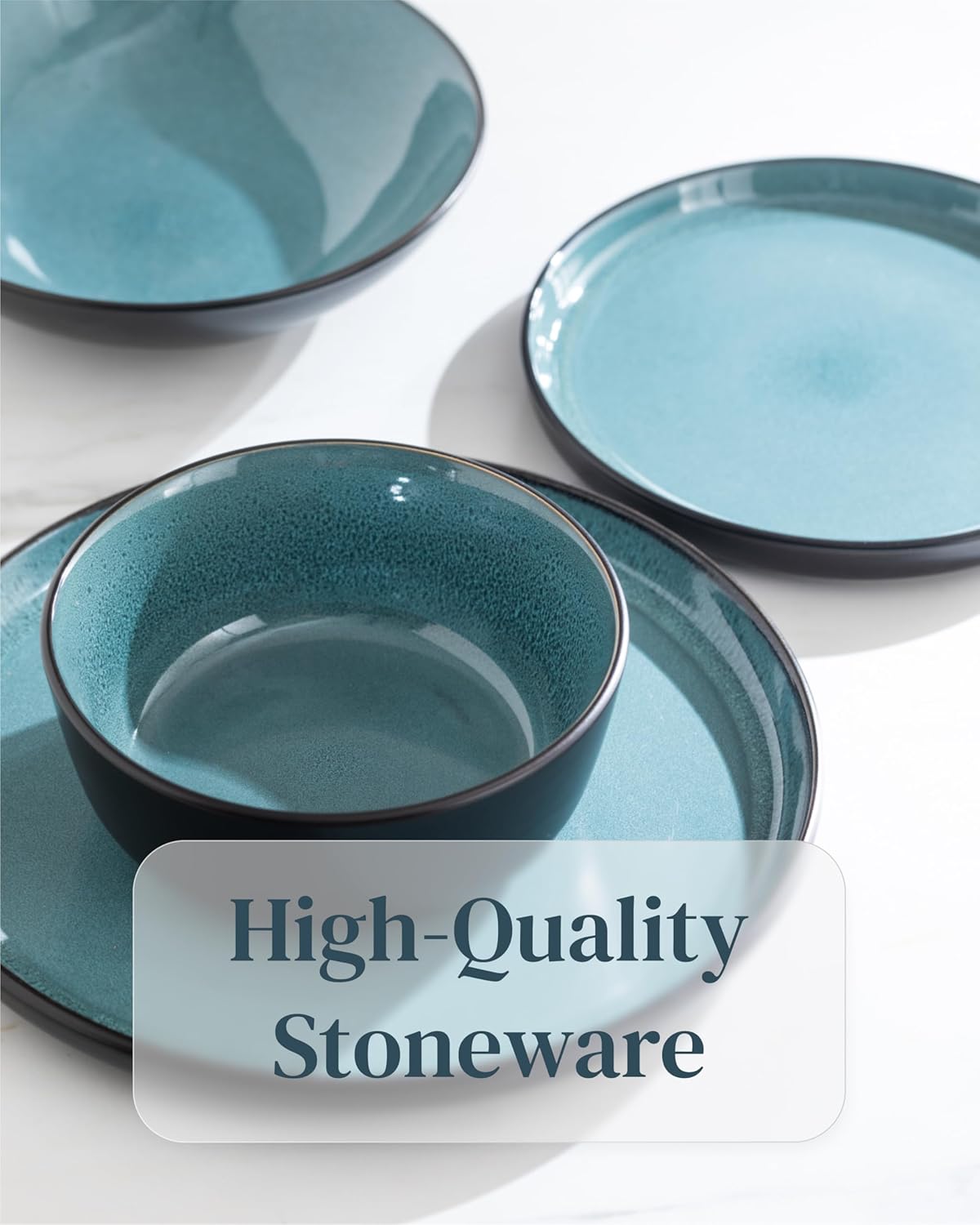 24-Piece Stoneware Dinner Set for 6 – Mediterranean Style, Microwave & Dishwasher Safe