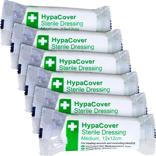 HypaCover Sterile Dressing Bandage - White, Medium 12 x 12 cm (Pack of 6)