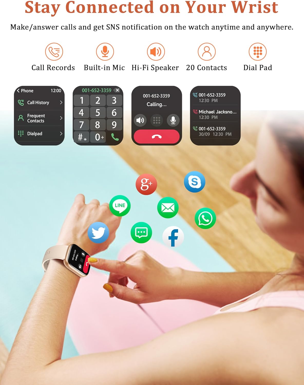 Alexa Smart Watch 1.83'' Call Answer Fitness Tracker for Android & iPhone, IP68