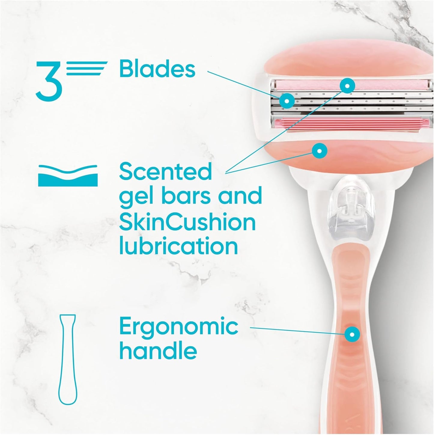 ✨ Gillette Venus ComfortGlide Women’s Razor 🌸 | Spa Breeze Scent 🌊 | Reusable Metal Handle & Shower Holder 🛁 | Includes 1 Refill Cartridge 🔄