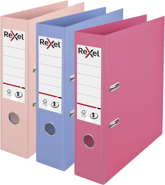 Rexel A4 Pastel Lever Arch Files 3-Pack - Strong Power Mechanism, Home & Office