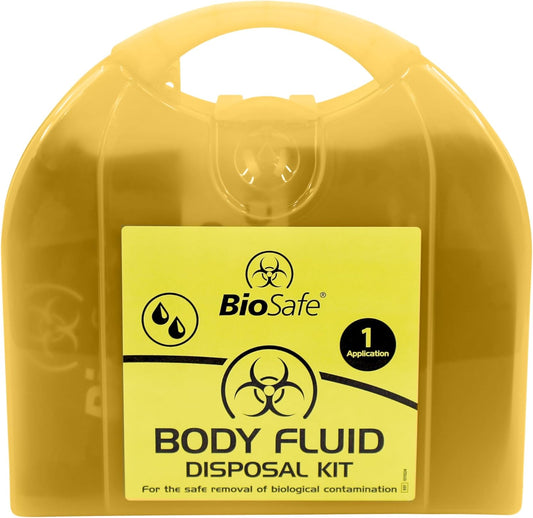 Bodily Fluid Clean Up Kit – 1 Use Spill Kit with Yellow Case for Safe Disposal