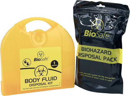 Bodily Fluid Clean Up Kit – 1 Use Spill Kit with Yellow Case for Safe Disposal