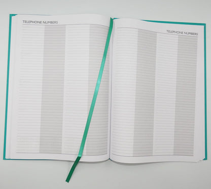 2026 A4 Week to View Diary Colour Fashion A4 2026 WTV Year Planner Desk Diary Ribbon Marker, Turquoise