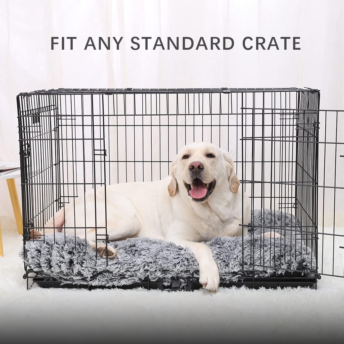 Washable Calming Dog Bed – Plush Anti-Anxiety Crate Mat with Non-Slip Bottom