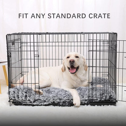 Washable Calming Dog Bed – Plush Anti-Anxiety Crate Mat with Non-Slip Bottom