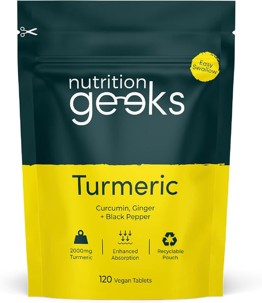 Turmeric 2000mg with Black Pepper & Ginger – 120 Vegan Tablets – UK Made Supplement