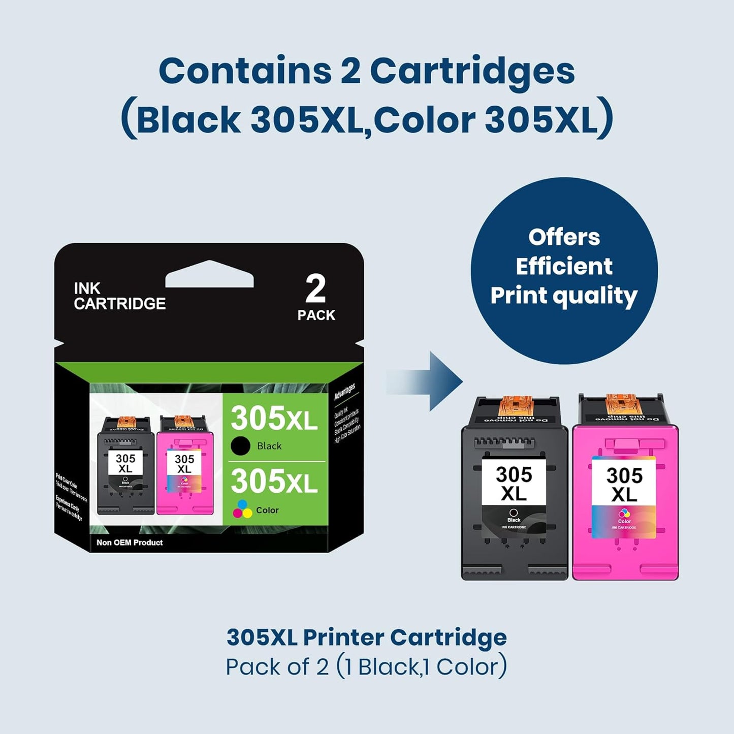 🖨️ 305XL Ink Cartridges for HP Printers – Black & Colour Replacement Pack (2-Pack)