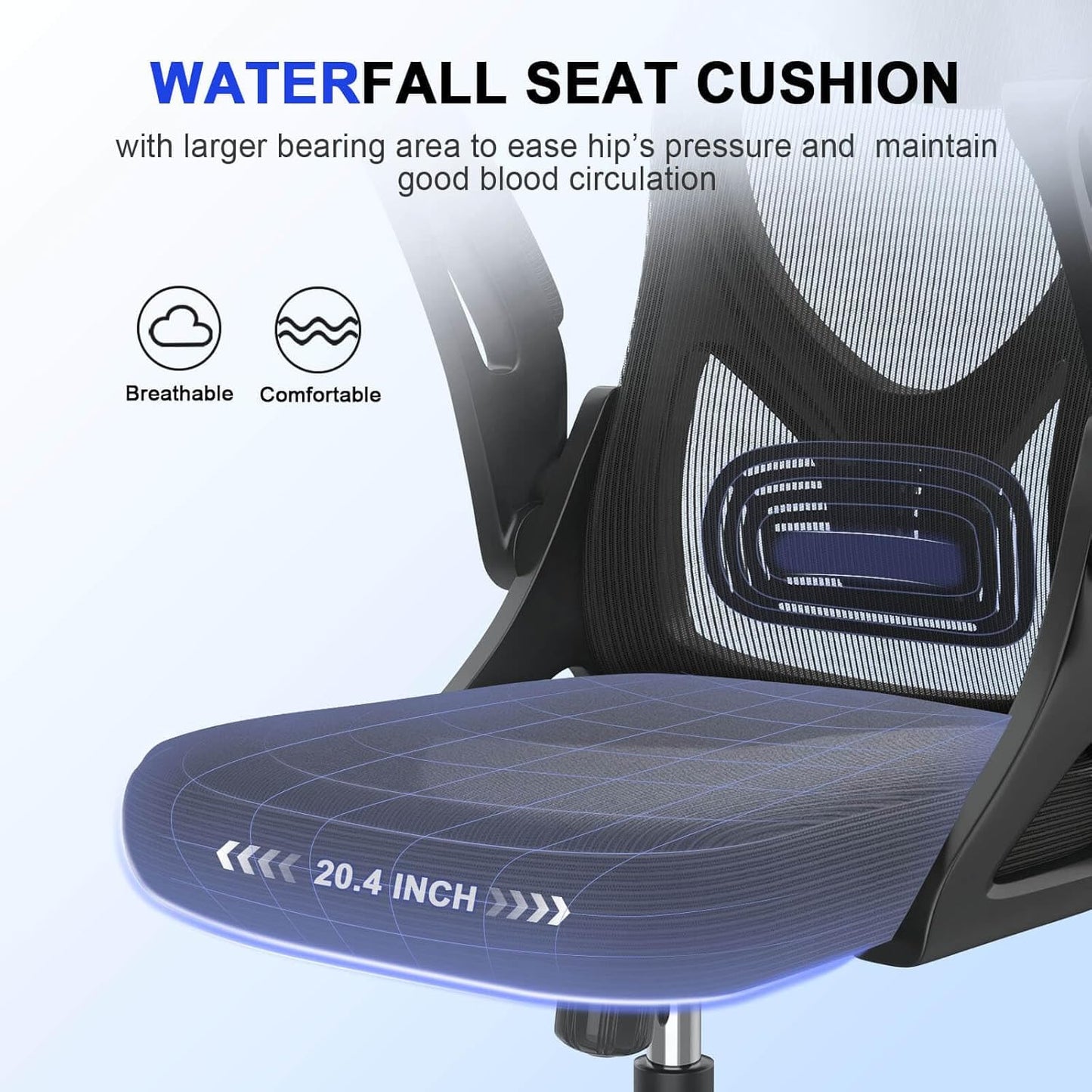Ergonomic Office Chair with Lumbar Support, Headrest & Flip-Up Arms for Home Desk