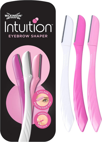 WILKINSON SWORD Intuition Eyebrow Shaper & Facial Hair Remover | 3 Disposable Razors
