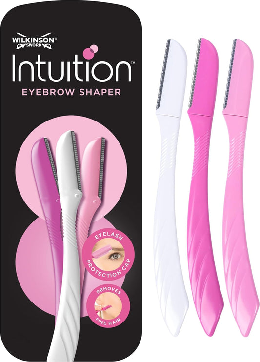 WILKINSON SWORD Intuition Eyebrow Shaper & Facial Hair Remover | 3 Disposable Razors