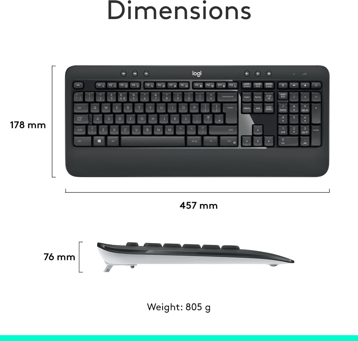Logitech MK540 Wireless Keyboard & Mouse Combo – Long Battery, USB Receiver – Black