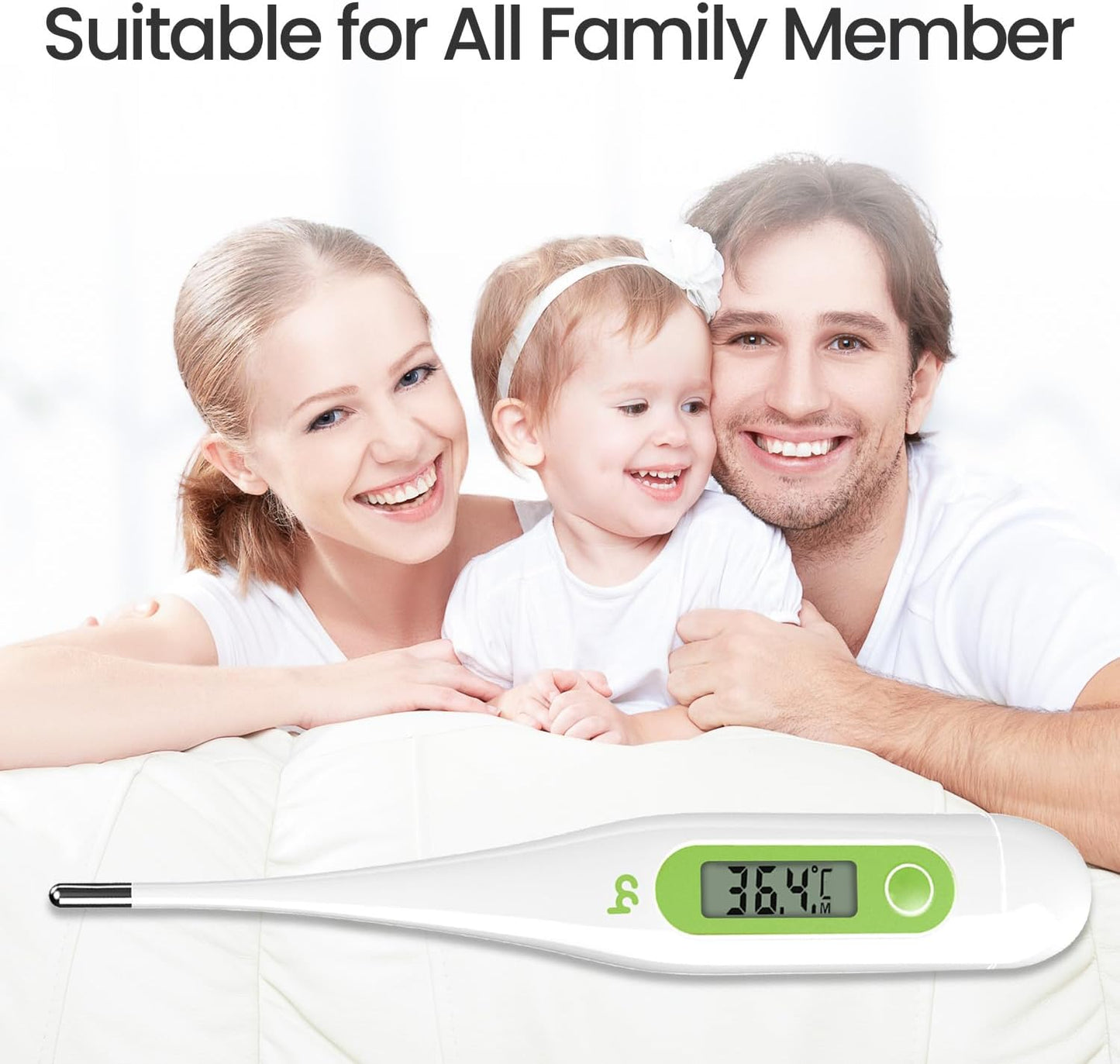 Digital Oral Thermometer for Adults & Kids – Fast, Accurate & Fever Indicator - Green