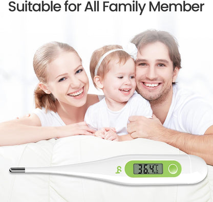 Digital Oral Thermometer for Adults & Kids – Fast, Accurate & Fever Indicator - Green