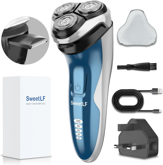 SweetLF Electric Shaver for Men – 100% Waterproof, LED, Pop-up Trimmer, 120 Min Use
