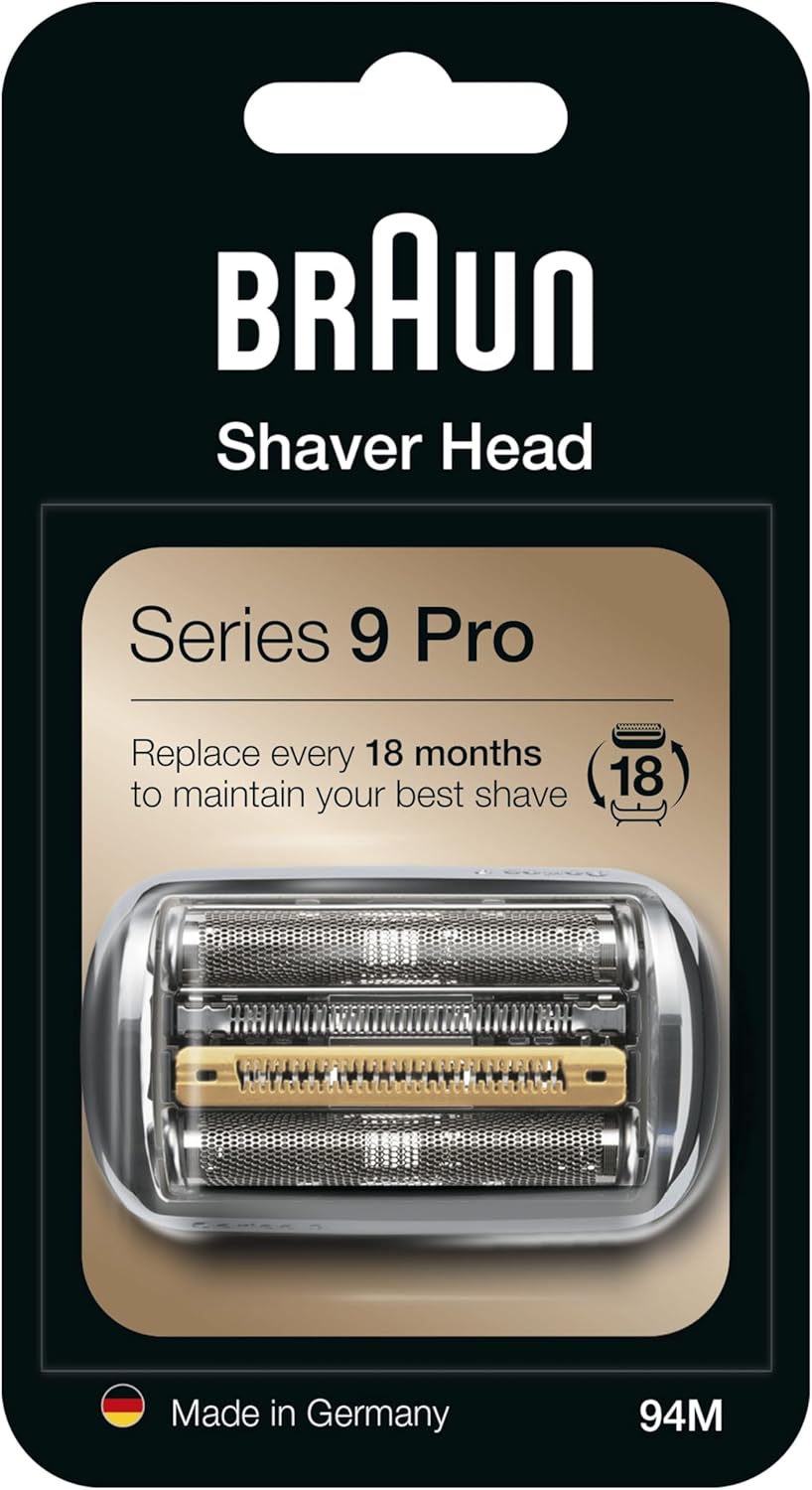 "Braun Series 9 Replacement Shaver Head - Original, Fits Series 9 & 9 Pro, Silver