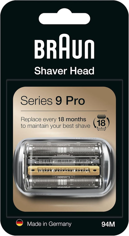 "Braun Series 9 Replacement Shaver Head - Original, Fits Series 9 & 9 Pro, Silver