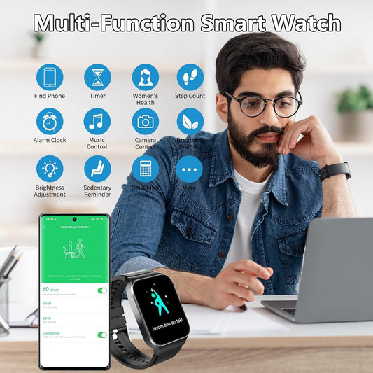 Smart Watch with Call Function, 1.85'' HD Fitness Tracker, Heart Rate & Sleep Monitor