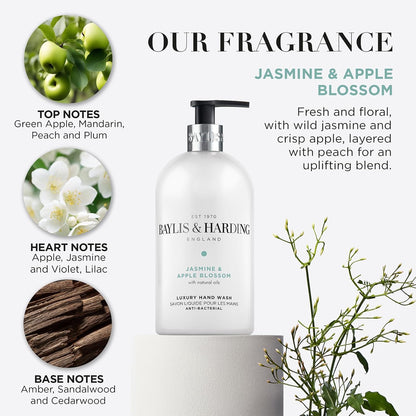 Baylis & Harding Hand Wash 500ml Pack of 3 – Jasmine Apple, Antibacterial & Vegan