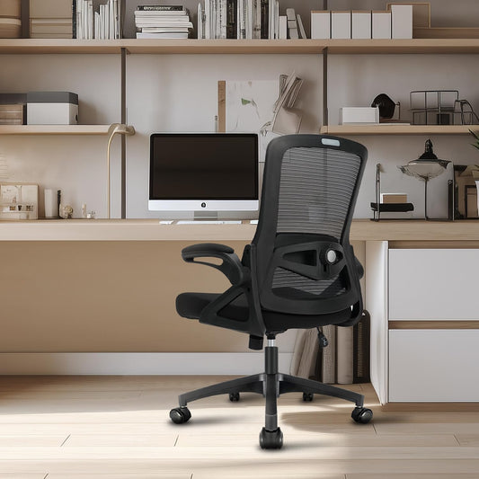 Ergonomic Office Chair with Lumbar Support & Flip-Up Arms – Adjustable Height