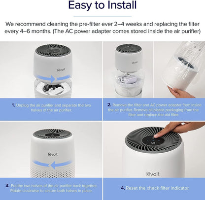 LEVOIT HEPA Air Purifier for Bedroom – Quiet, Odor Remover for Smoke, Pets & Dust